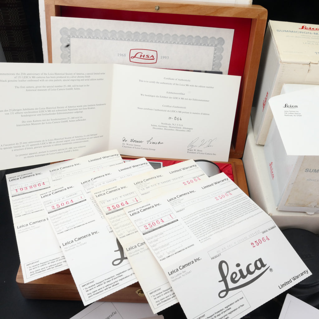 Leica LHSA 25th Anniversary M6 + 35/2 + 50/2 + 90/2 Set UNUSED BOXED US$24800