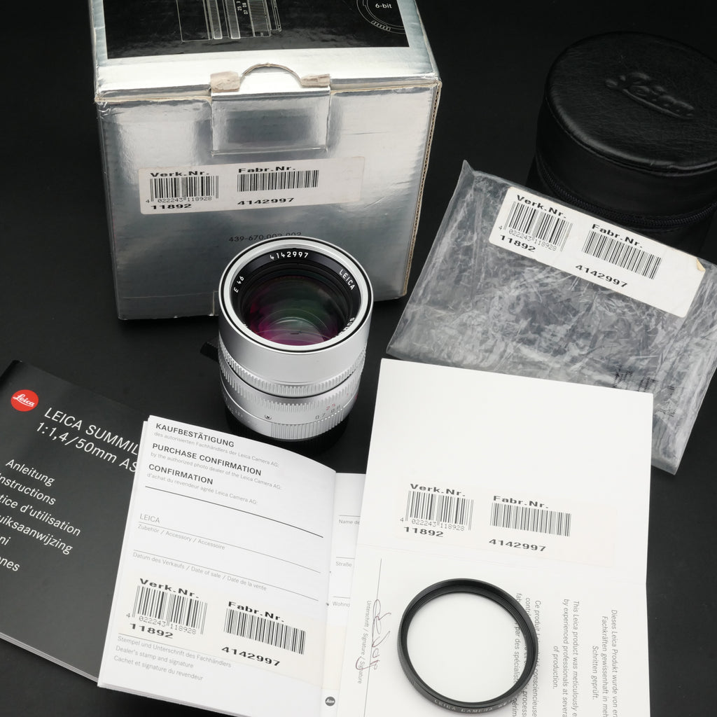 Leica M 50mm f/1.4 SUMMILUX-M ASPH 6-Bit Silver NMIB US$2580