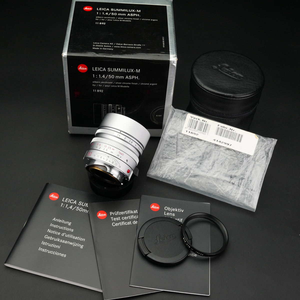 Leica M 50mm f/1.4 SUMMILUX-M ASPH 6-Bit Silver NMIB US$2580