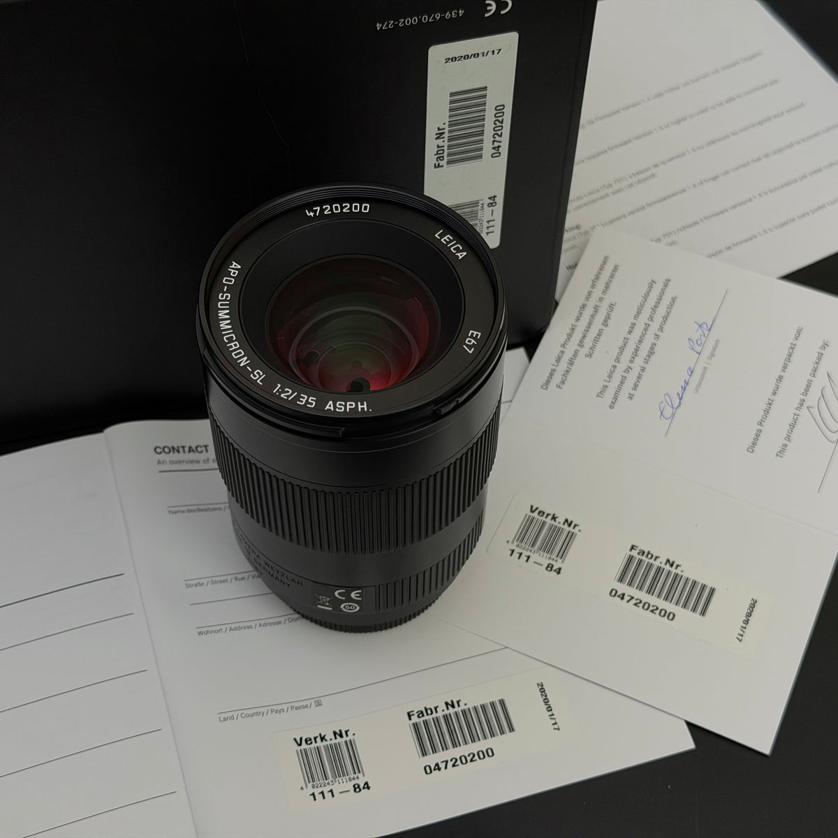 Leica SL 35mm f/2 APO-SUMMICRON-SL ASPH NMIB US$3480