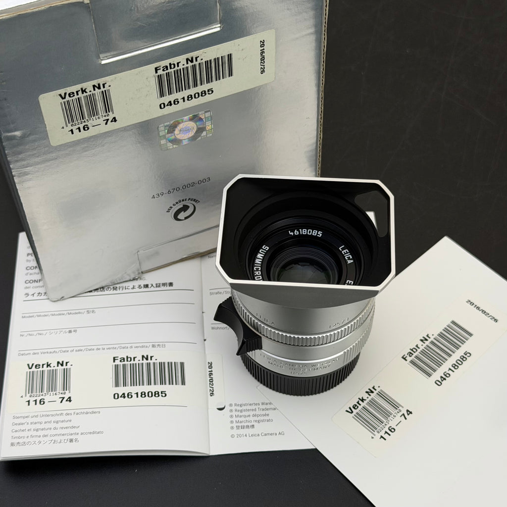 Leica M 35mm f/2 SUMMICRON-M ASPH v2 Silver 11674 Boxed US$2450