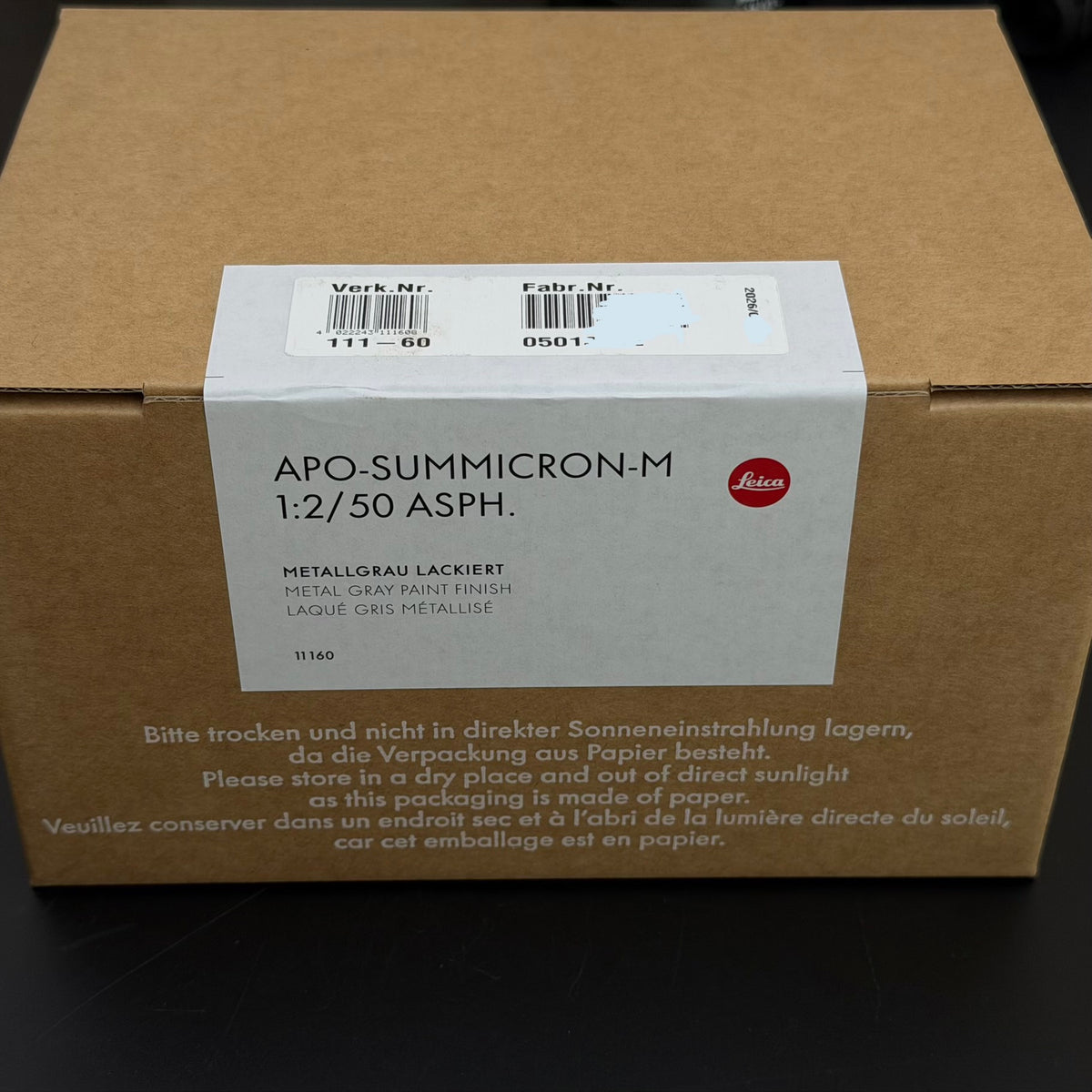 Leica M 50mm f/2 APO-SUMMICRON-M ASPH Metal Grey New Sealed Full Warranty US$8495