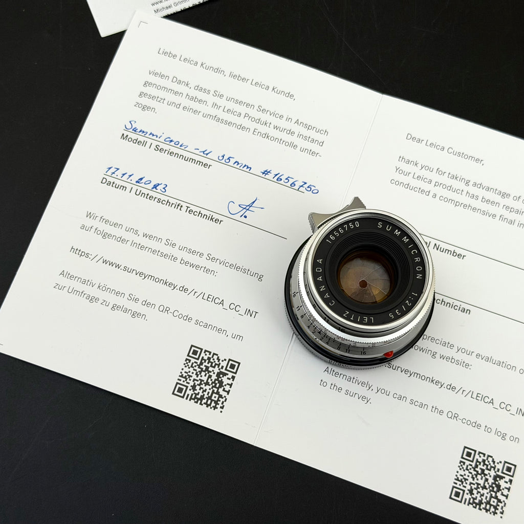 Leica M 35mm f/2 SUMMICRON 8 Elements 8E Canada CLA’d 2023 by Leica US$3995