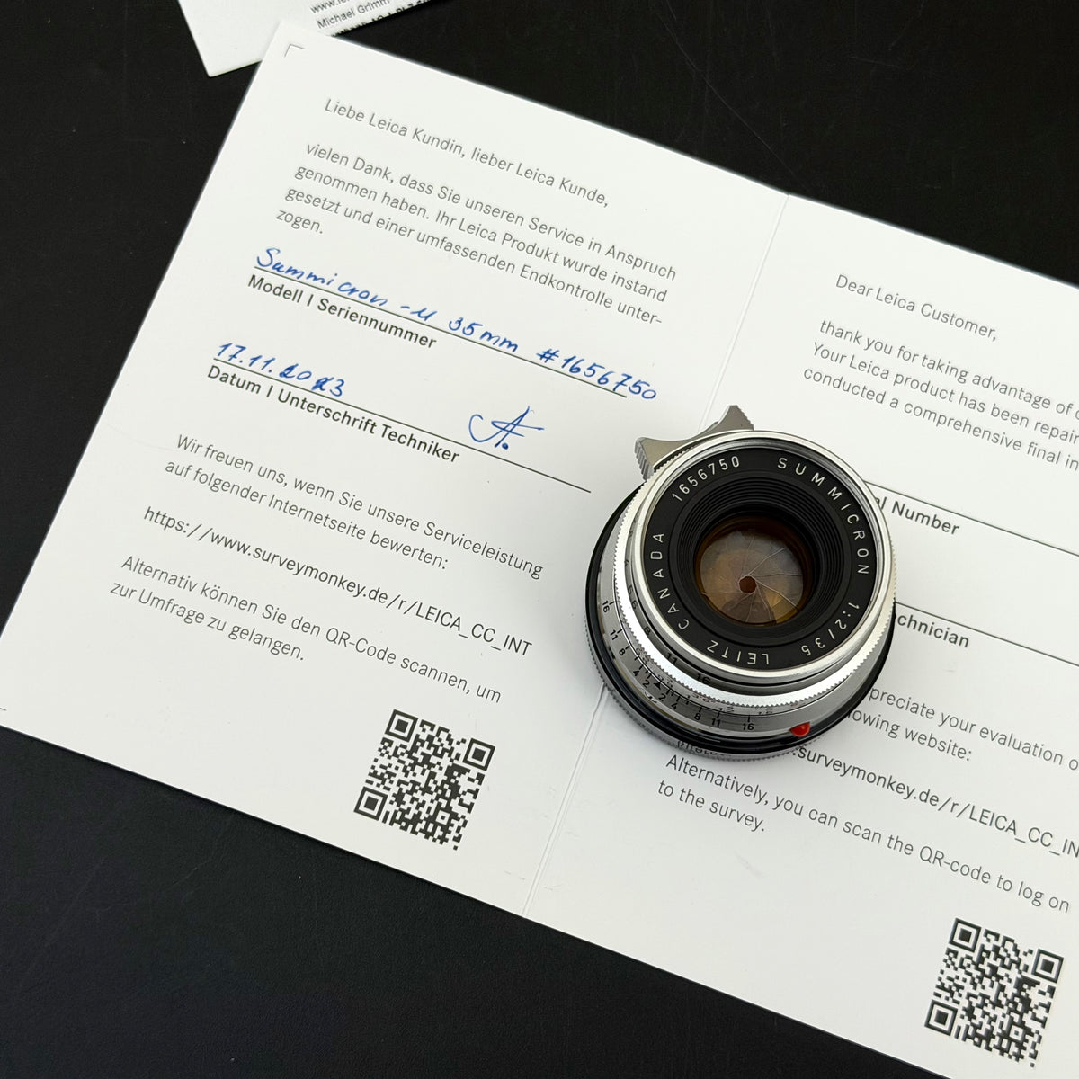 Leica M 35mm f/2 SUMMICRON 8 Elements 8E Canada CLA’d 2023 by Leica US$3995