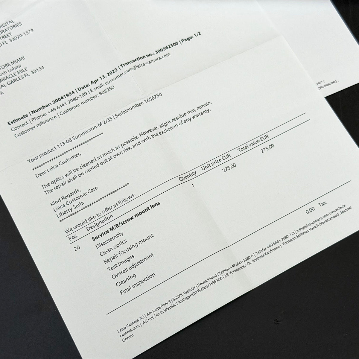 Leica M 35mm f/2 SUMMICRON 8 Elements 8E Canada CLA’d 2023 by Leica US$3995